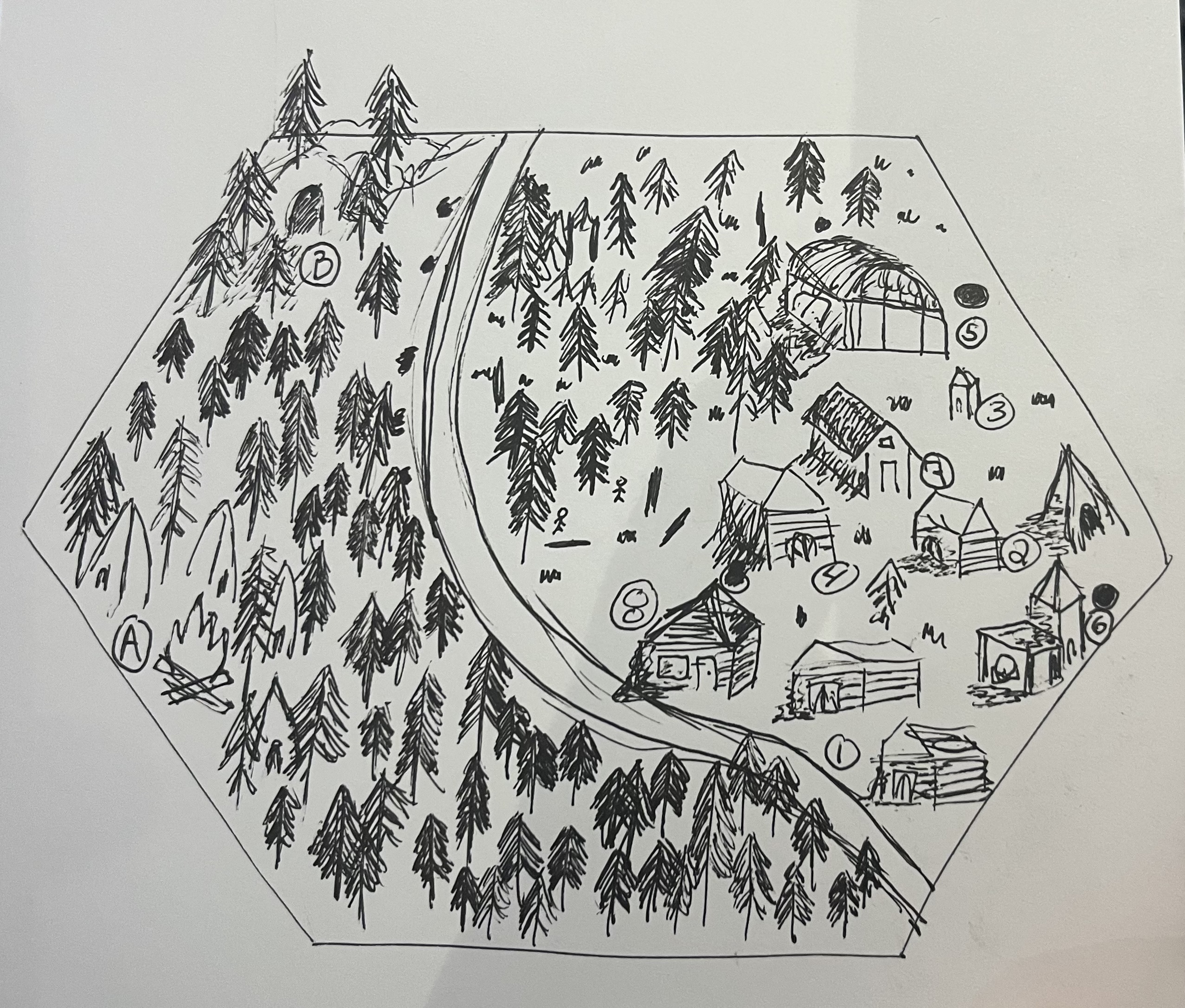 Hex of the pine forest and the logging camp
